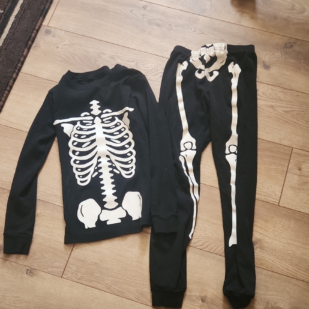 Kids Skeleton Pajama Costume Set - Black and White